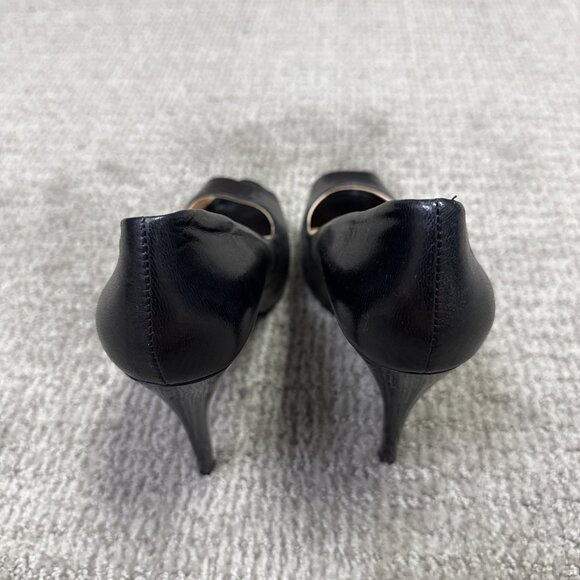 Guess Heels Black Leather Peep Toe Women's Size 7.5 - Picture 5 of 12